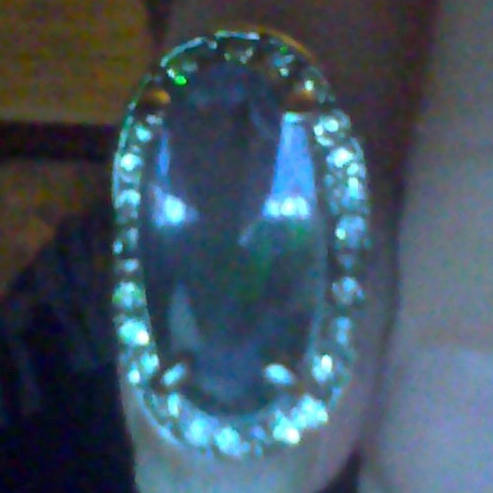 size 7 silver plated ring with amethyst and crystals